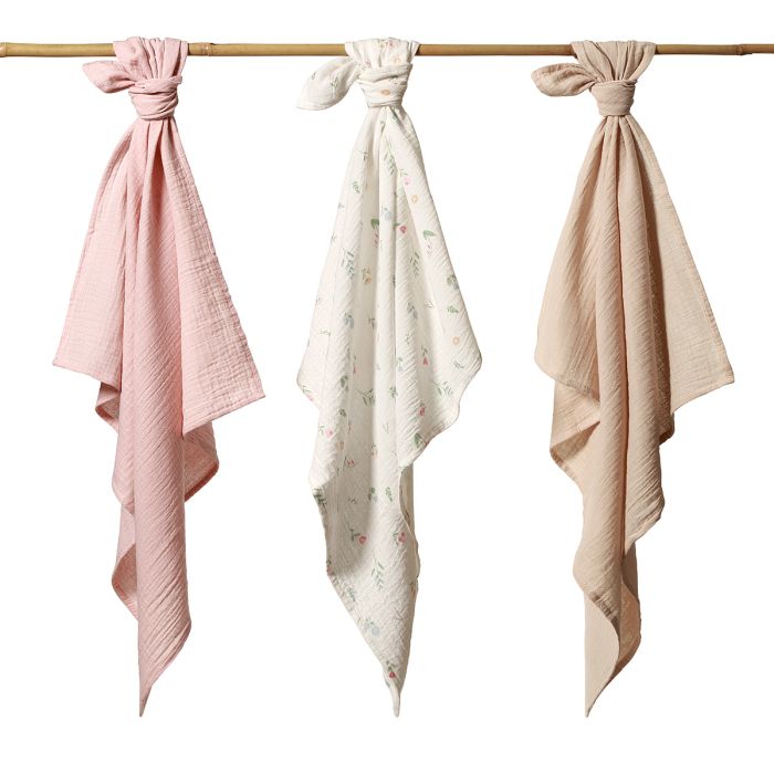 Babyono vystyklai medvilniniai 3 vnt rožinis kreminis 828/01