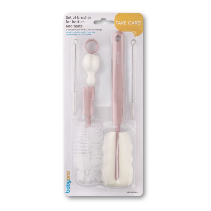 BabyOno šepetys buteliukų ir čiulptukų rožinė 735/05