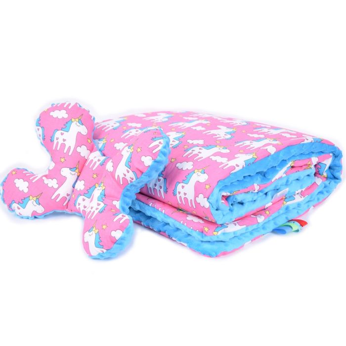 Komplektas "Pink Ponny" pledas 100x75cm ir pagalvė "drugelis" mel.sp.