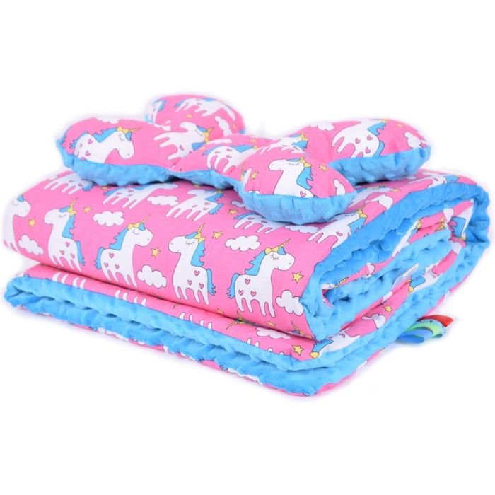 Komplektas "Pink Ponny" pledas 100x75cm ir pagalvė "drugelis" mel.sp.