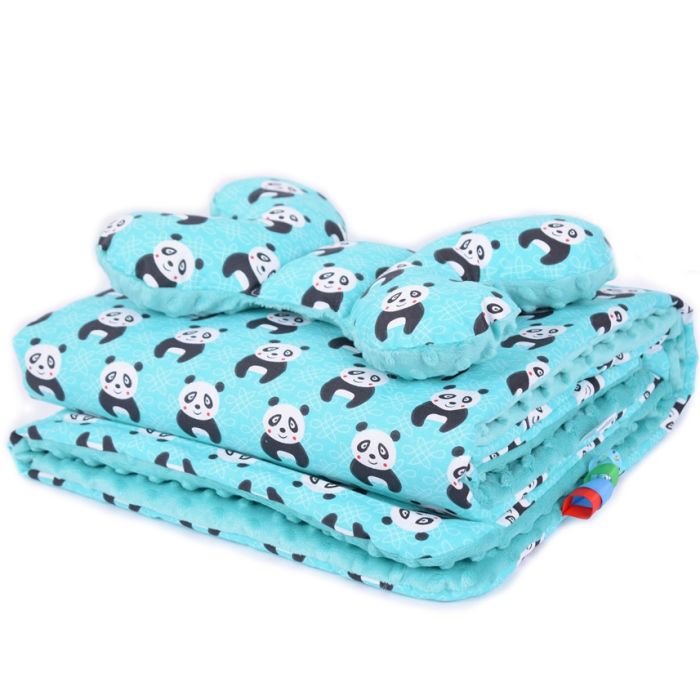 Komplektas "Panda" pledas 100x75cm ir pagalvė "drugelis" turk.sp.