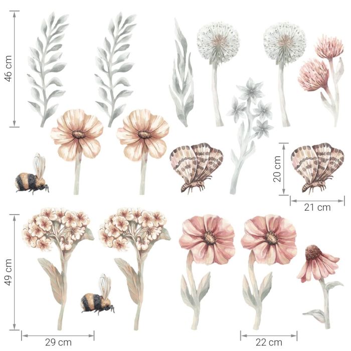 Pastelowe Love lipdukai sienoms laukinės gėlės II