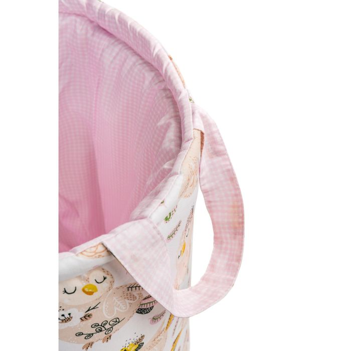 Sensillo dvipusis žaislų krepšys rožinis, koraliniai paukščiai (40x50)