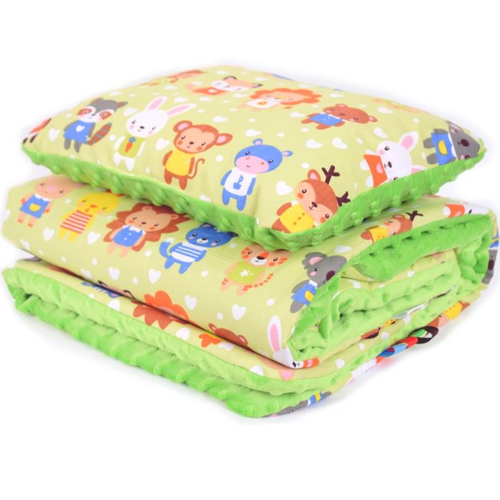 Komplektas "Babies" pledas 100x75cm ir pagalvė 30x40cm žal.sp