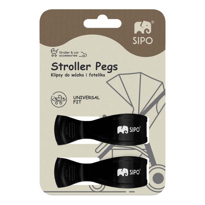 SIPO spaustukai vežimėliams 2vnt juodi SCA-20BL