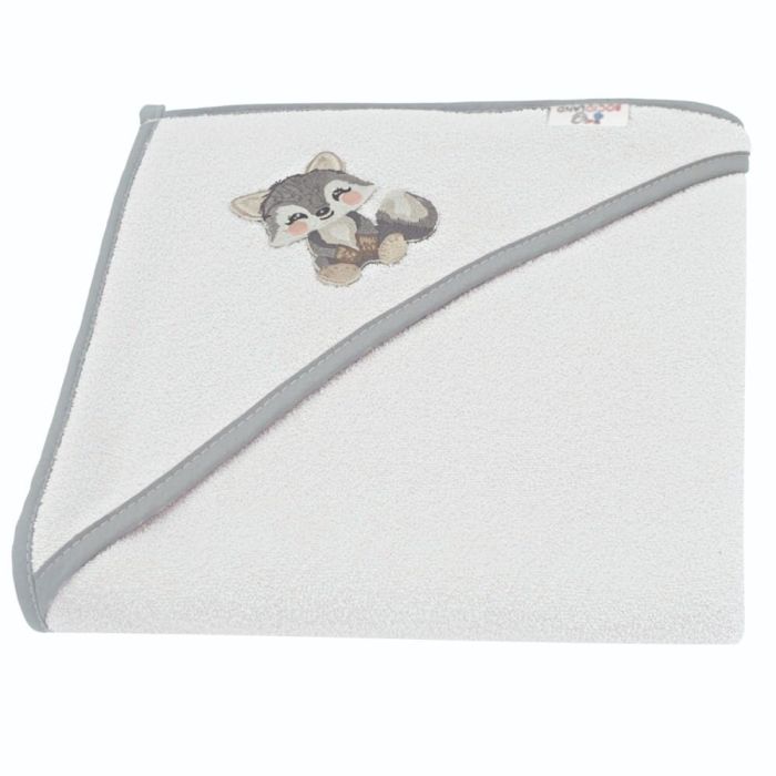 Bocioland rankšluostis su gobtuvu frotinis 100x100 pilkas vilkas BL226