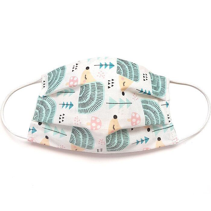 MamoTato vaikiška kaukė su kišene filtrui, gumytės, žali ežiukai