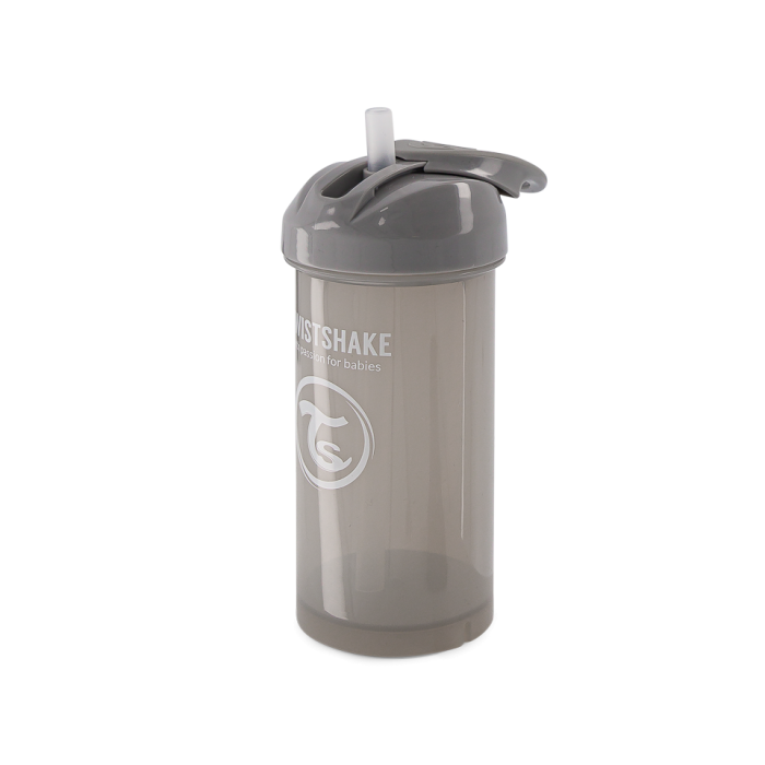 Twistshake buteliukas su šiaudeliu 360 ml nuo 6mėn pilkas 78680