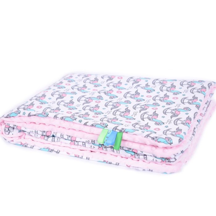 Komplektas "Hello Baby" pledas 100x75cm ir pagalvė 30x40cm roz.sp