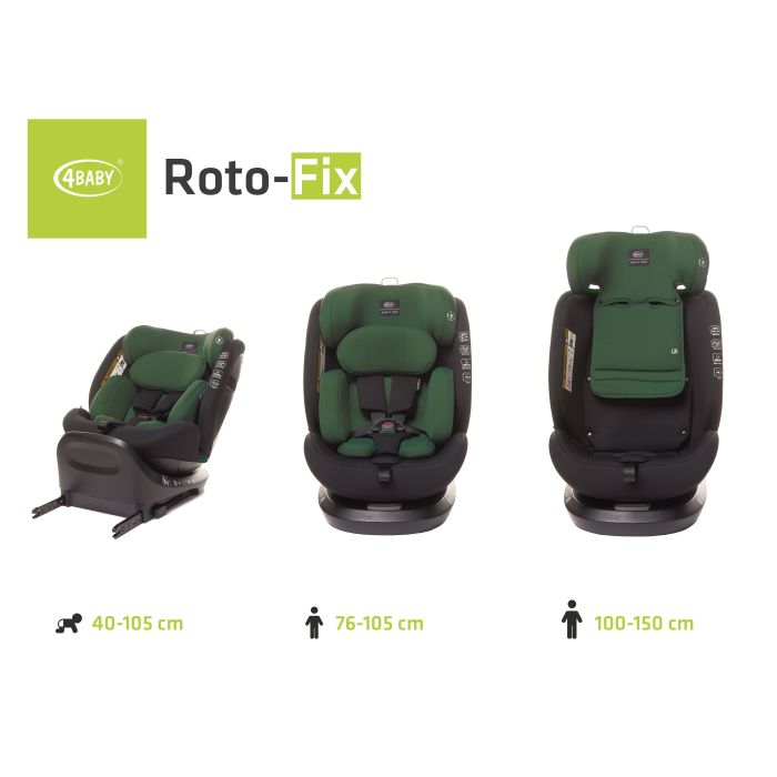 4Baby autokėdutė ROTO-FIX 40-150CM I-SIZE tamsiai žalia
