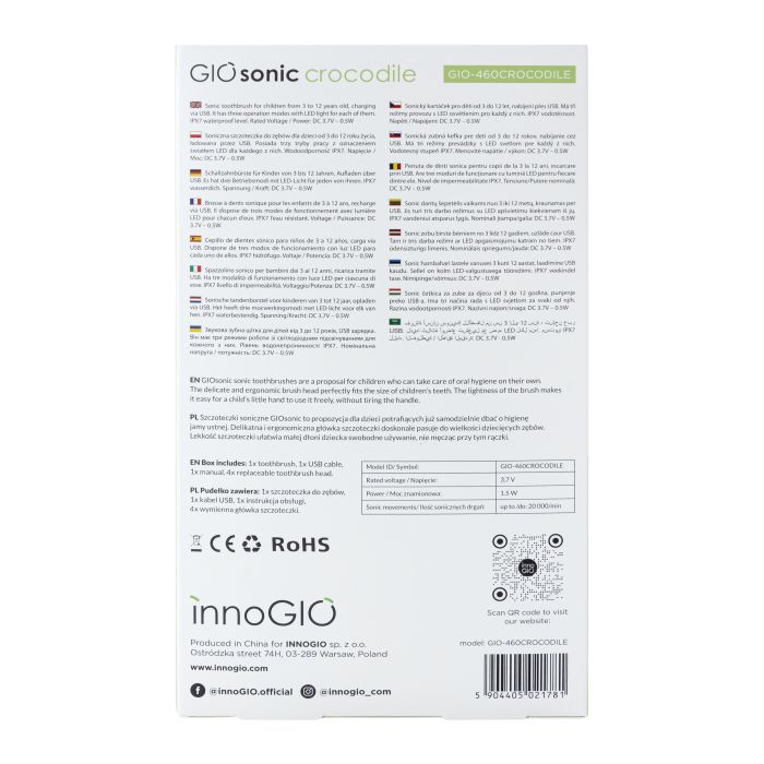 InnoGiO garsinis dantų šepetėlis krokodilas GIO-460