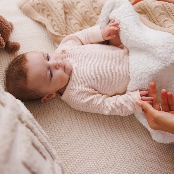 Babyono pledas medvilninis su flisu eglutė kreminis 1657