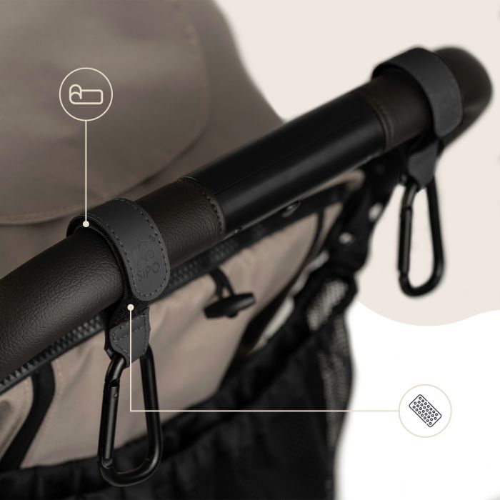 SIPO kabliukai vežimėliui 2vnt juodi SCA-12