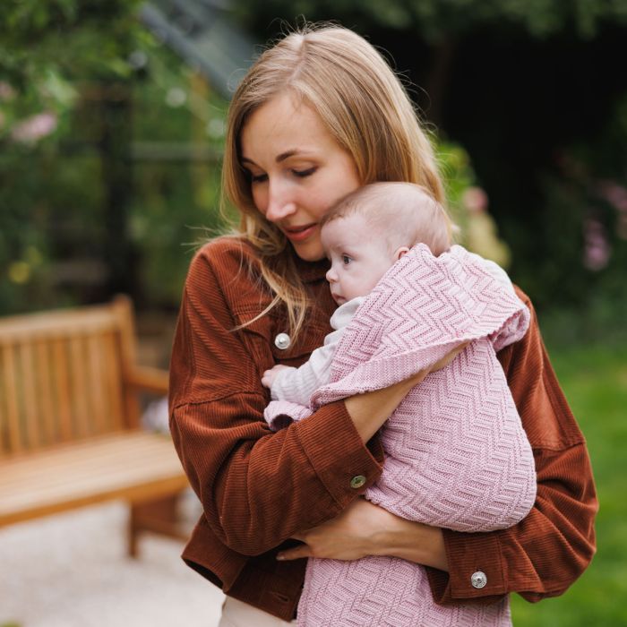 Babyono pledas megztas medvilninis rožinis 1647/01