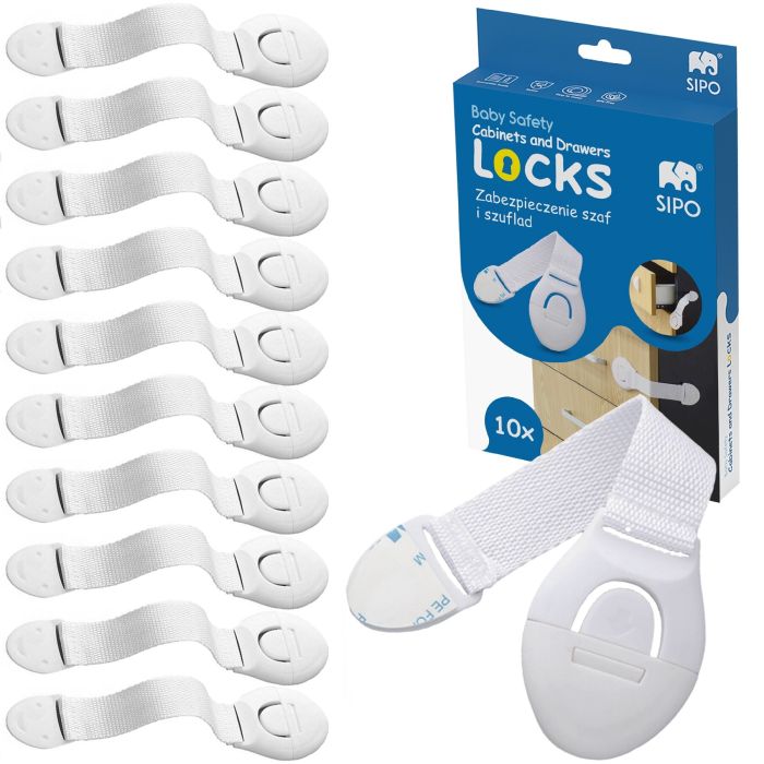 SIPO apsauga stalčiams durelėms dirželis 10 vnt SBS-216