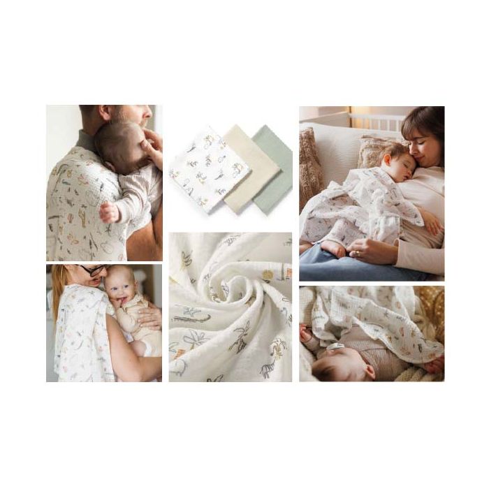 Babyono vystyklai medvilniniai 3 vnt žalias 828/04