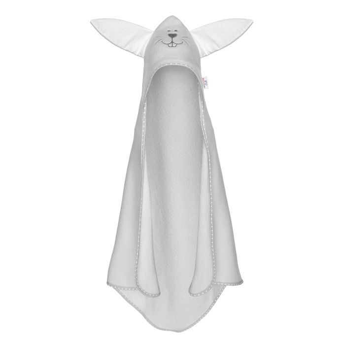 Bocioland rankšluostis su gobtuvu 80x80, pilkas, kiškis su ausytėmis, BOC0121