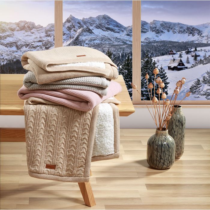 Babyono pledas medvilninis su flisu eglutė pilkas 1658