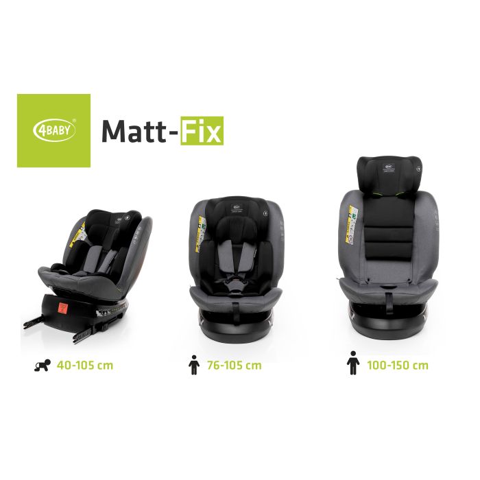 4Baby autokėdutė MATT-FIX 40-150CM I-SIZE tamsiai pilka