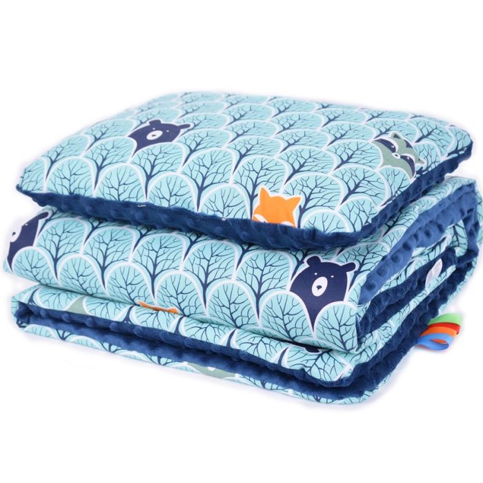 Komplektas "Forest" pledas 100x75cm ir pagalvė 30x40cm t.melsv.sp.