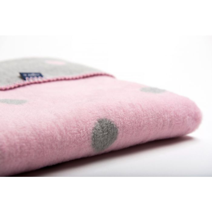 Zaffiro pledas medvilninis, 75x100, pilkas-rožinis, taškiukai