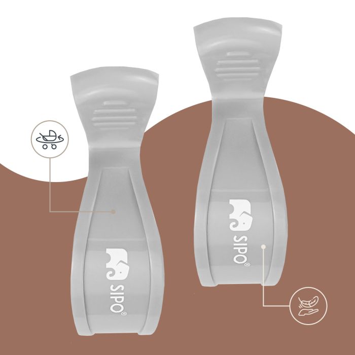 SIPO spaustukai vežimėliams 2vnt pilki SCA-20LG