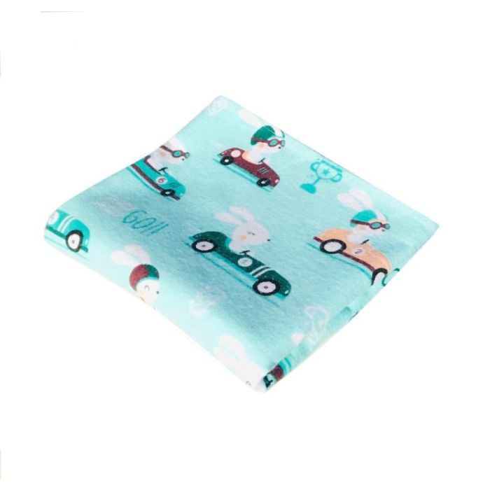 Flanelinis vystyklas kūdikiui "Bunny go" 70x80cm mėtinis 1vnt.