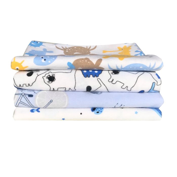 Flanelinis vystyklas su piešinukais 70x80cm melsvas