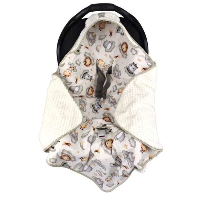 Pledas vokelis automobilinei kėdutei 80x80 cm "Keep dreaming" ecru