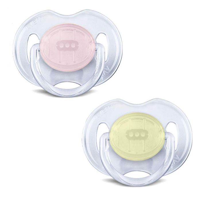 Čiulptukai AVENT "Translucent" ortodontinis 0-6m  rož-gelt.sp. 2vnt