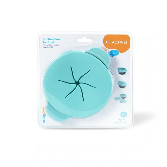 Lėkštė limpančiu dugnu ir dangteliu, užkandžiams, melsva