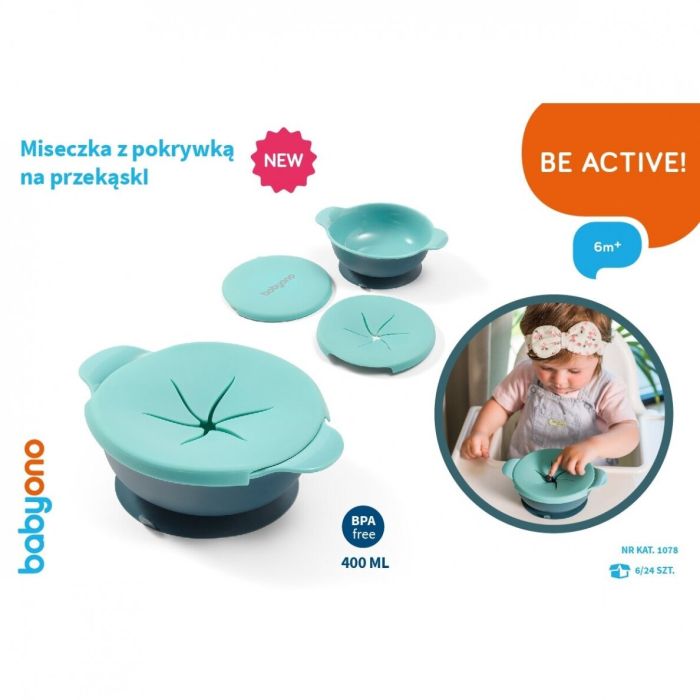 Lėkštė limpančiu dugnu ir dangteliu, užkandžiams, melsva