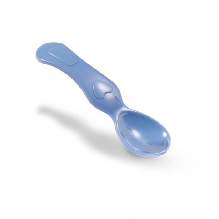 Lėkštė limpančiu dugnu su  šaukštu, melsva