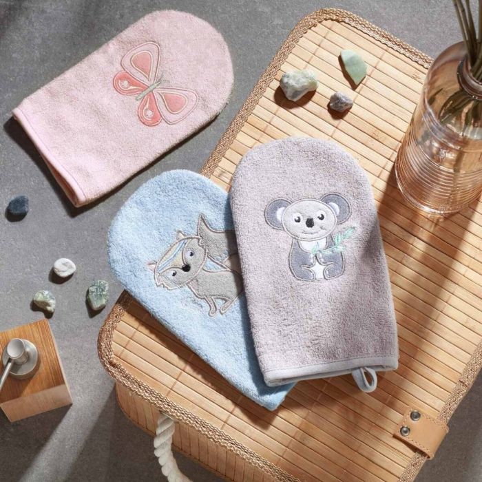 Bambukinė maudymo pirštinė kempinėlė kūdikiui BabyOno "Koala" pilka