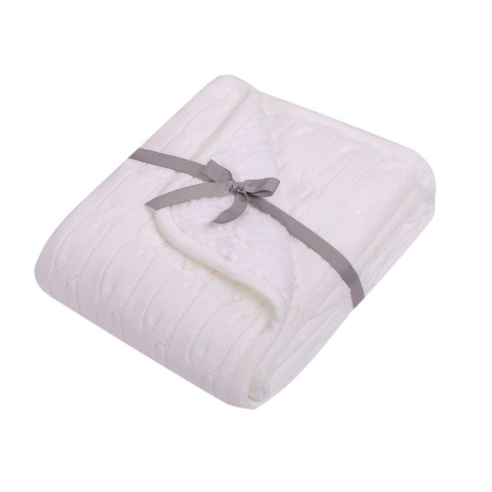 Dvipusis pledas kūdikiui "My little star" 80x90 baltos spalvos. Pledai kūdikiams. Apklotai.