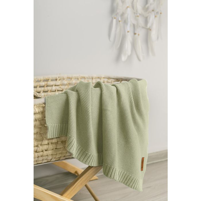 Megztas pledukas kūdikiui "Bamboo" 100x80  olive