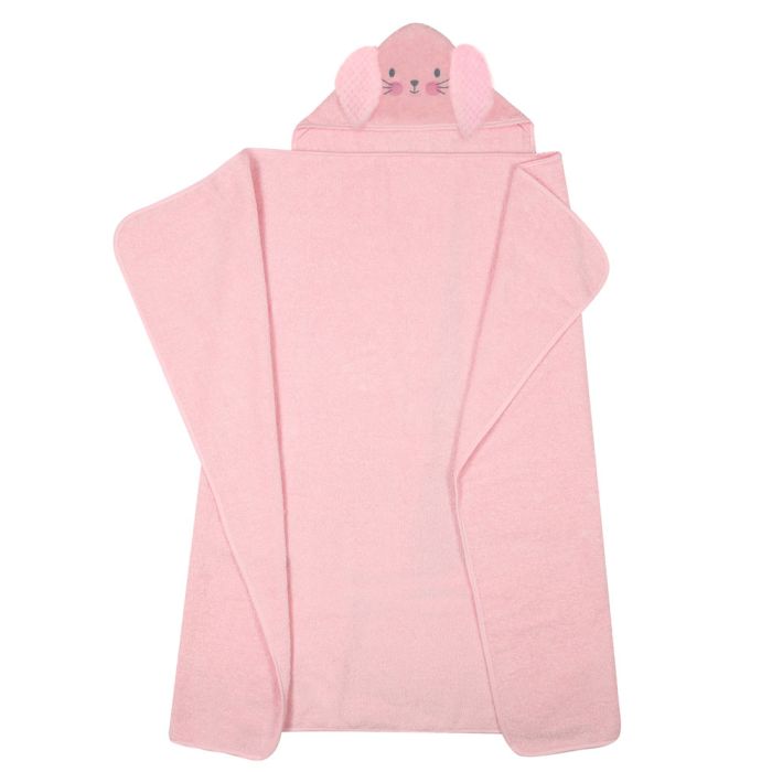 Rankšluostis kūdikiui "Bunny" su gobtuvu 100x120cm rožinis