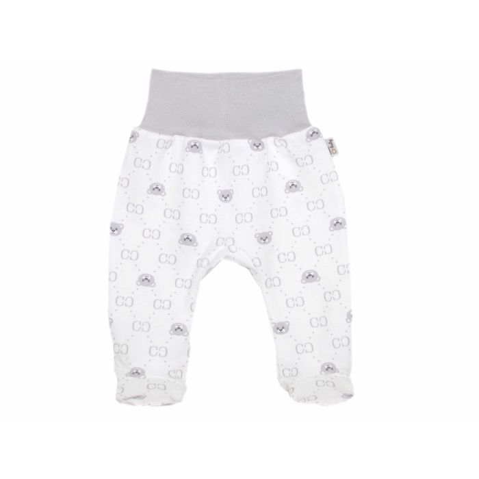 Kelnytės kūdikiui "Bear glamour " baltos su pilku, su pėdutėmis