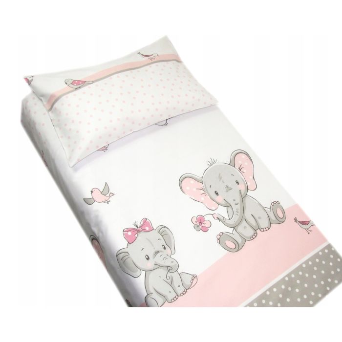 Patalynė kūdikiams 135x100 "Friends" su rožiniais drambliukais