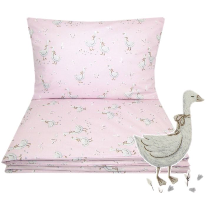 Kūdikio patalynės komplektas 135x100 "Golden goose" rožinis