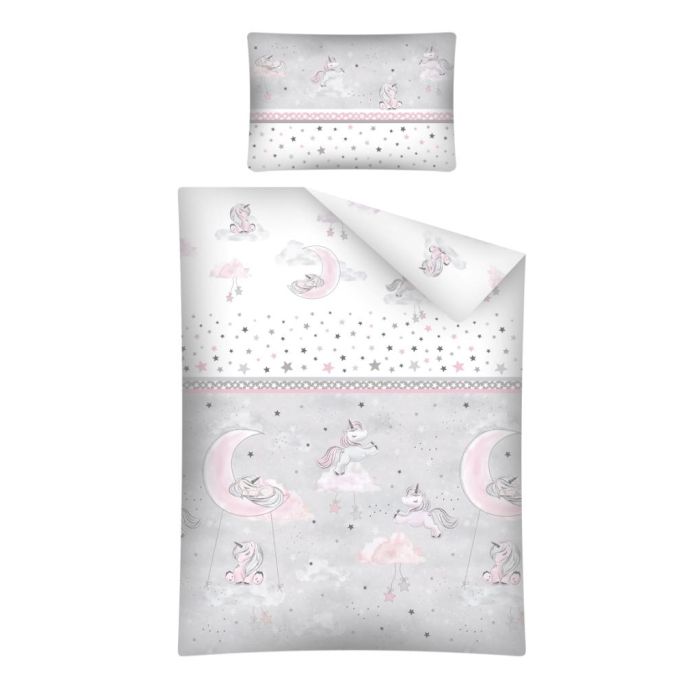 Patalynė kūdikiams 135x100 "Lovely" pilki vienaragiai