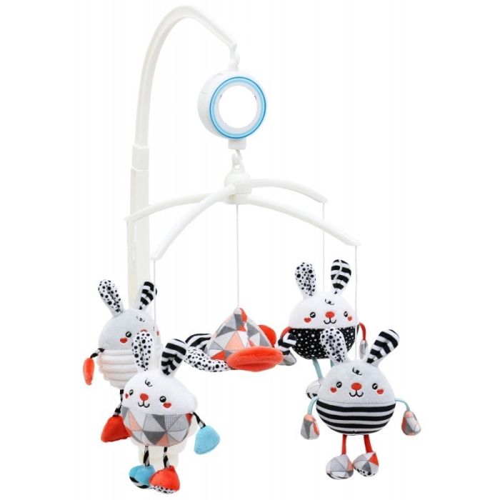 Muzikinė karuselė kūdikiui "Bunny" su minkštais žaislais