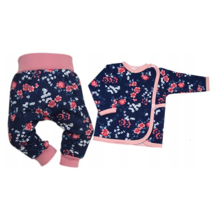Drabužėliai kūdikiui "Navy flowers" 3 dalių 