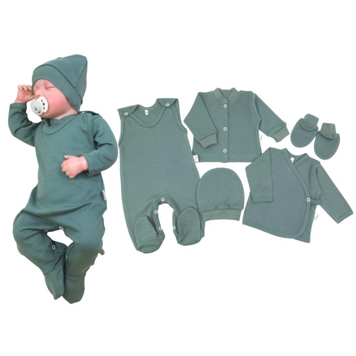 Kūdikio kraitelis - drabužėliai naujagimiui "Blank khaki" 5 dalių