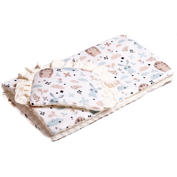 Pledukas kūdikiui "Bunny& Hedgehog" su pagalve, smėlio spalvos