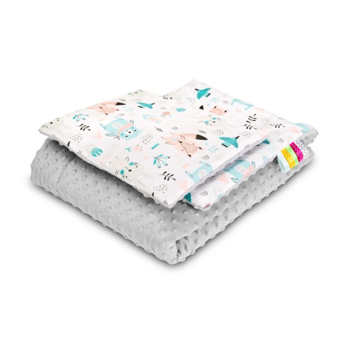 Pledukas kūdikiui "FOX" 100x75cm su pagalve, pilkas