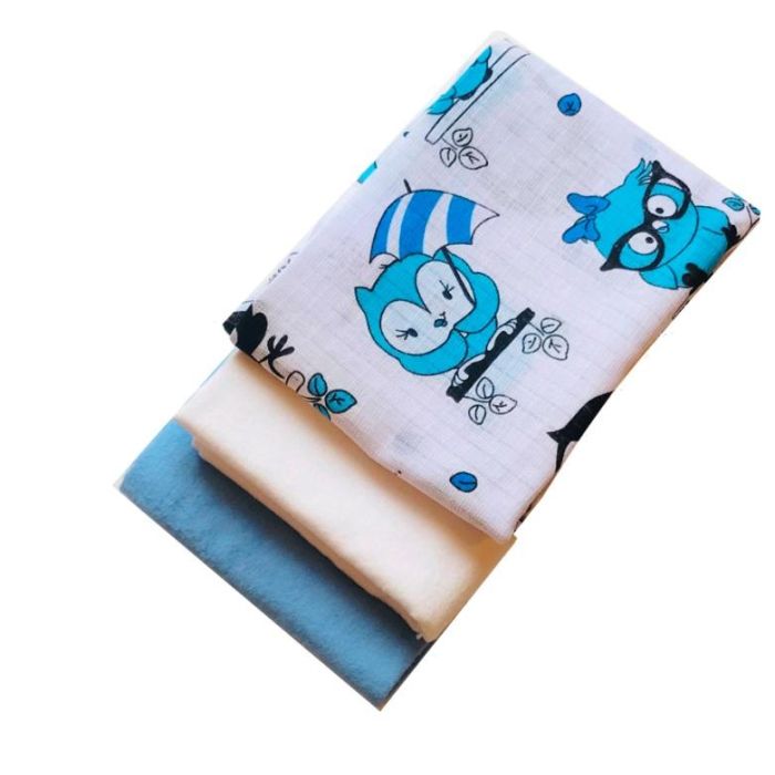 Vystyklai kūdikiui - 3 dalių komplektas "Wisdom" melsvas