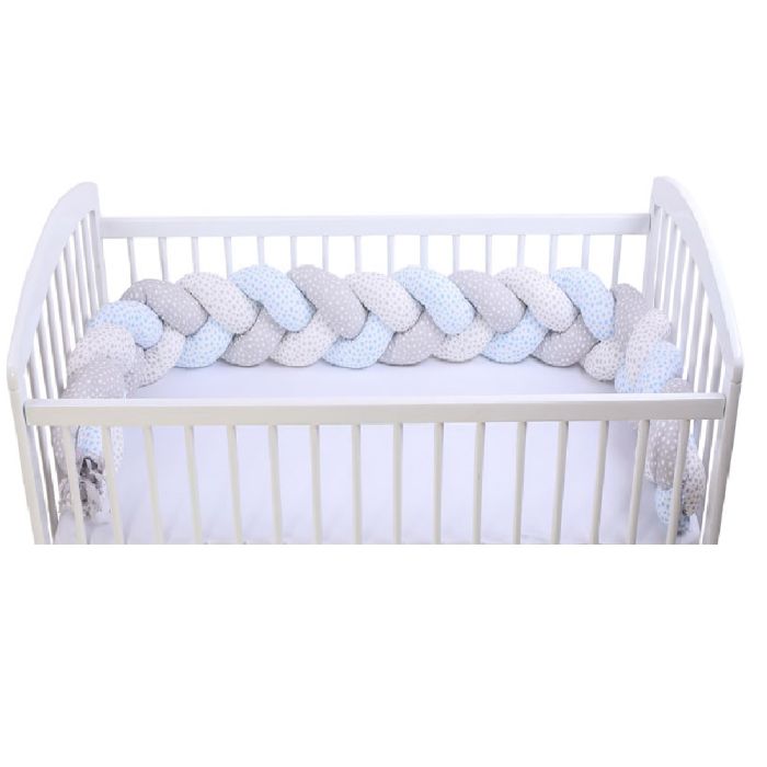 Lovytės apsauga - pynė 210 cm "Braided Bumper" melsvos žvaigždutės