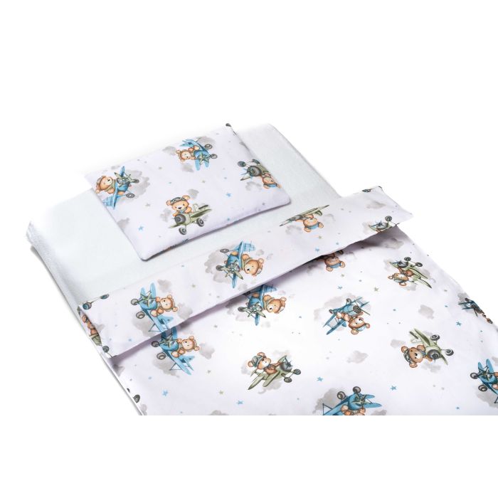 Patalynė kūdikio lopšiukui 80x70cm "Bear pilot blue" 