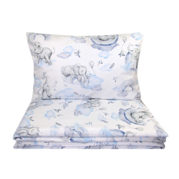 Kūdikio patalynė lopšiui 80x70cm "Elephants" melsva